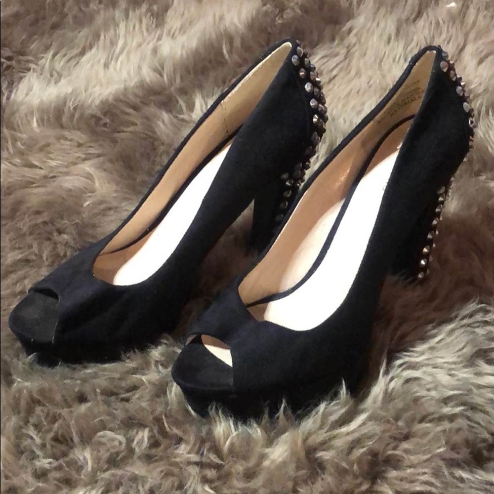 Black Peep Toe heel w Rhinestones